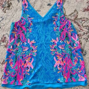 Lilly Pulitzer Blue and Pink Floral Blouse